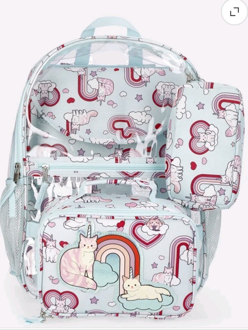 Wonder Nation 4 Piece Caticorn 17" Backpack Set. NWT